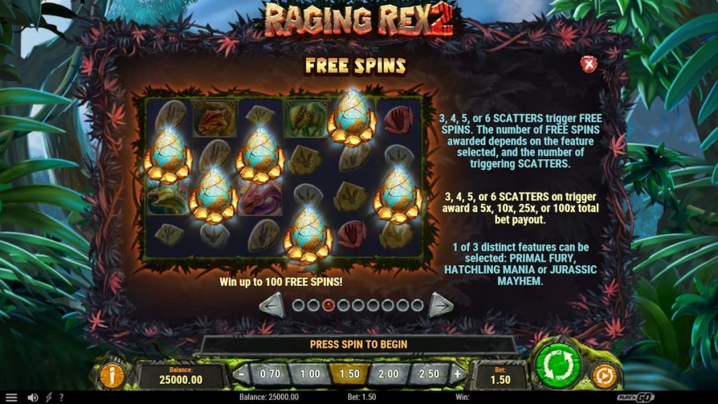 Raging Rex 2 Paytable