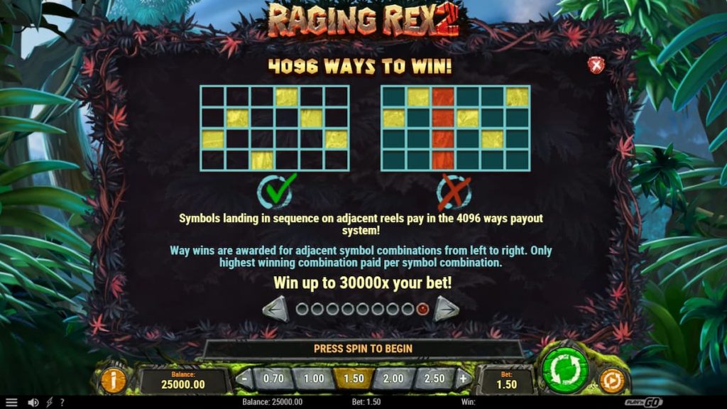 Raging Rex 2 Paytable