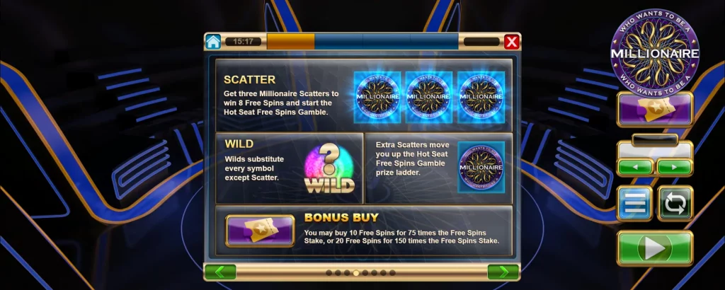 Who Wants To Be A Millionaire Megaways  Scatter, Wild, and Bonus Buy