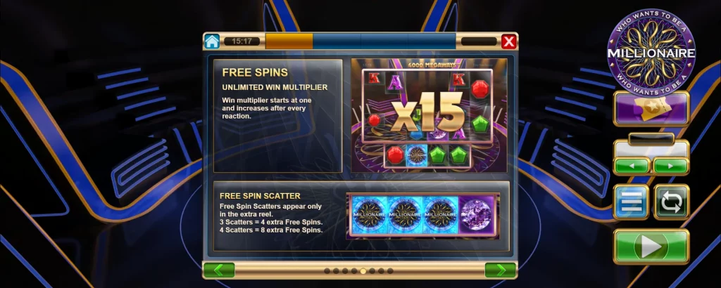 Who Wants To Be A Millionaire Megaways Free Spins and Free Spin Scatter