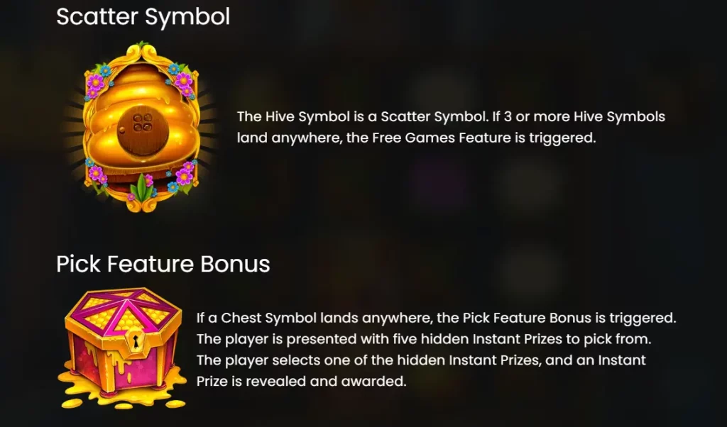 Wild Swarm Scatter Symbol and Pick Feature Bonus